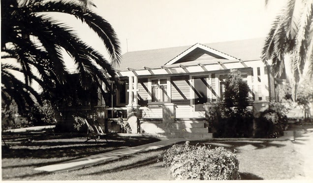 The family's new one-story house in California